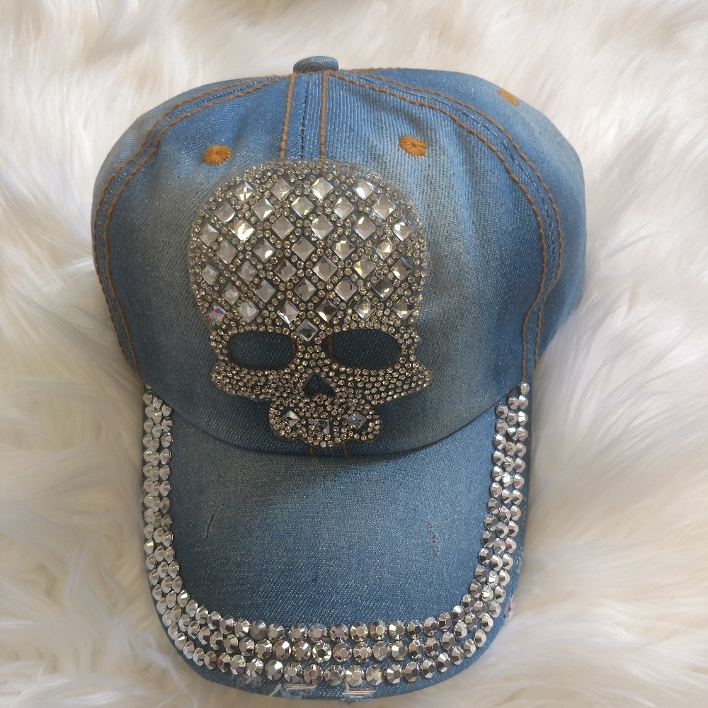 Skull Rhinestone Bling Cap - Picture 1 of 2